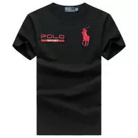 polo sport logo t-shirt custom fit black red pony